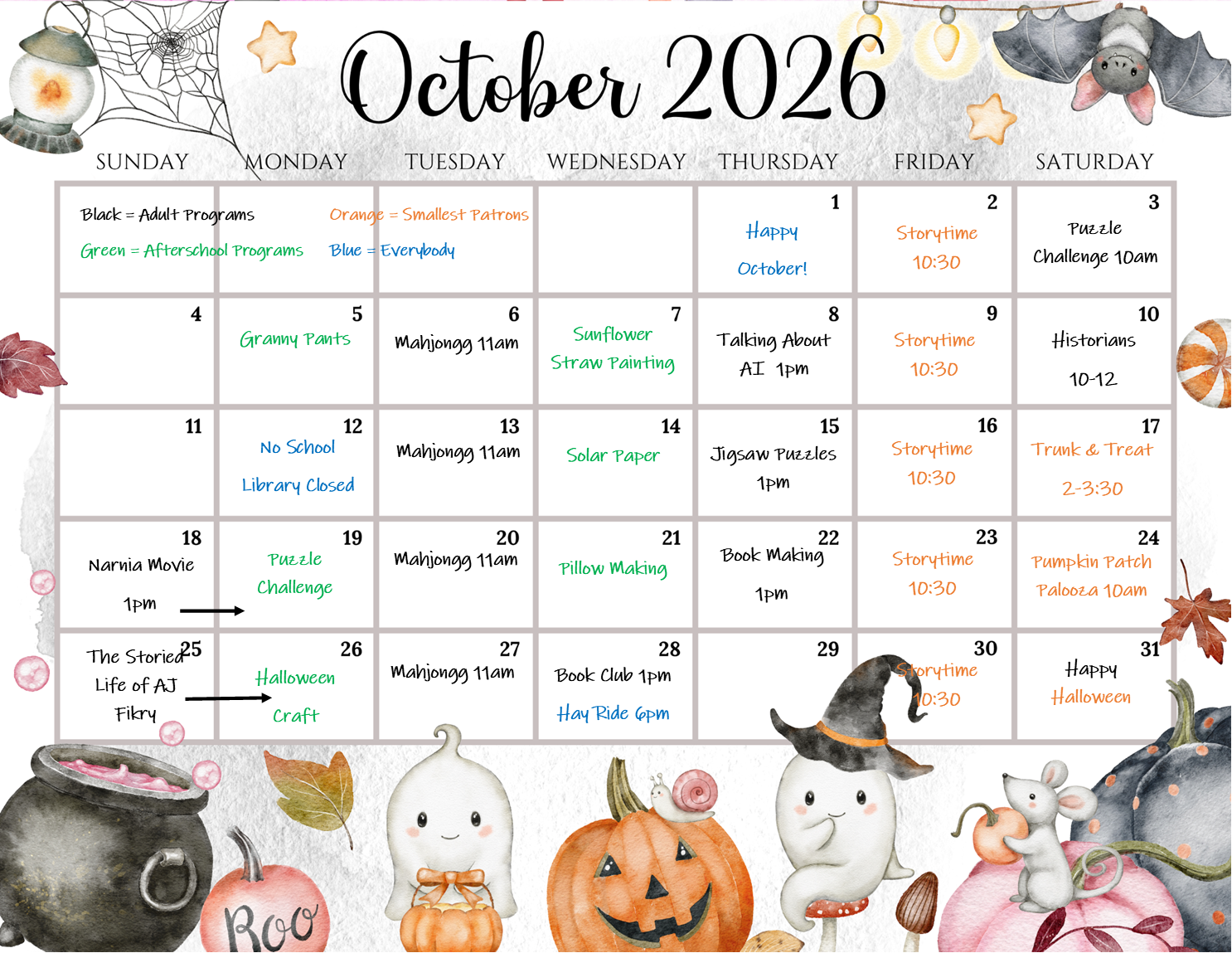 October Calendar 2026